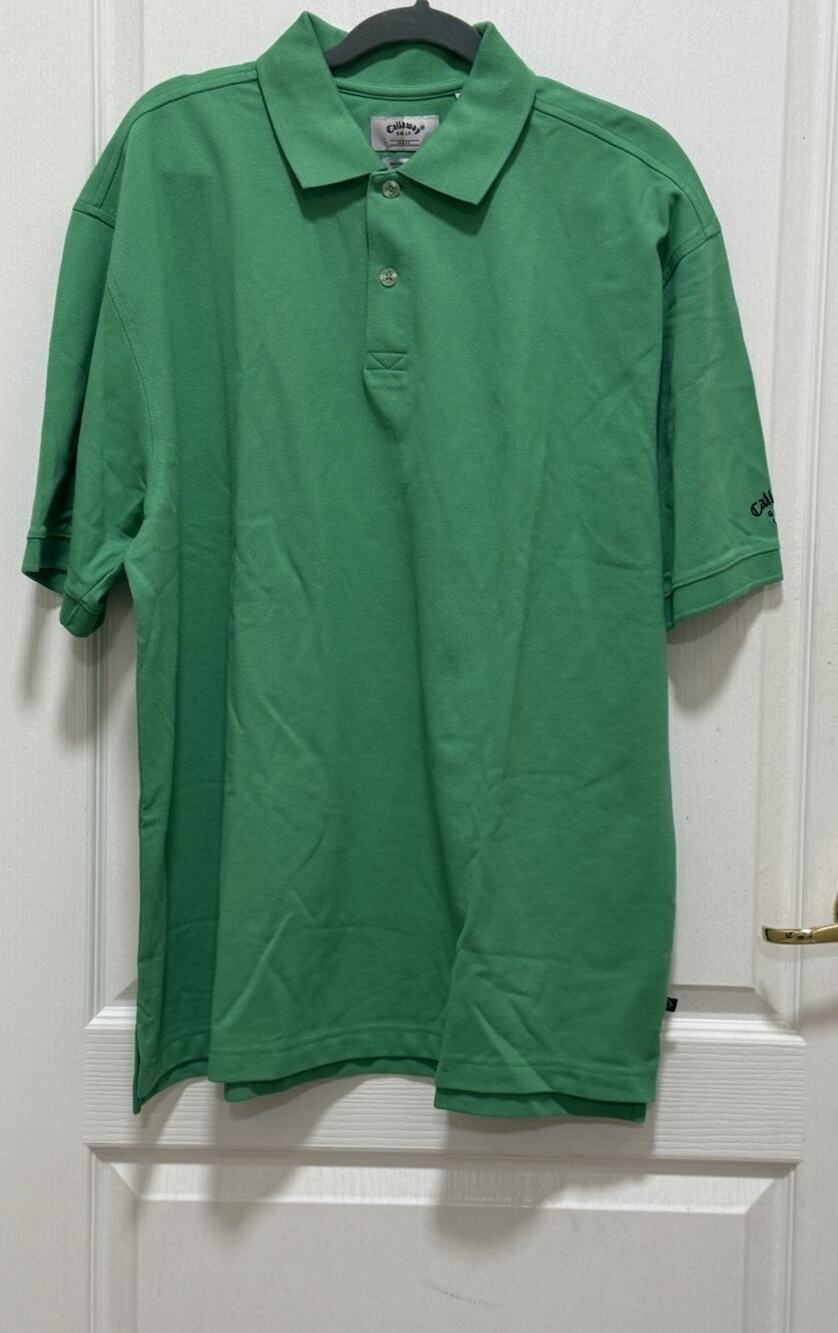 NWT Callaway Polo Golf Shirt Mens Large Kelly Green 100% Cotton Short Sleeve - Picture 1 of 10